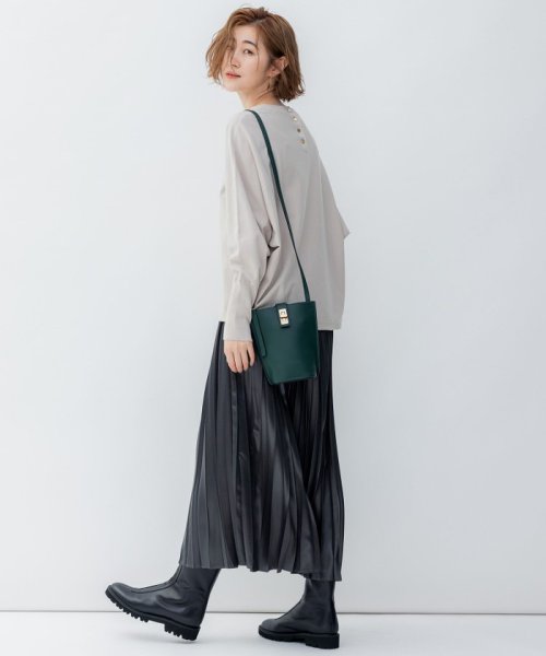 【洗える】レザーライク プリーツスカート 