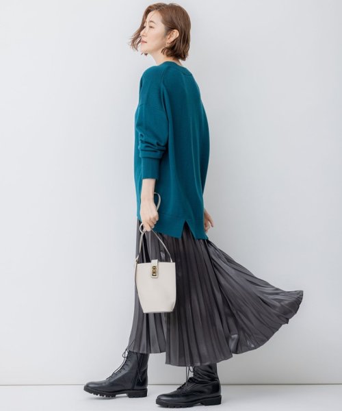 【洗える】レザーライク プリーツスカート 