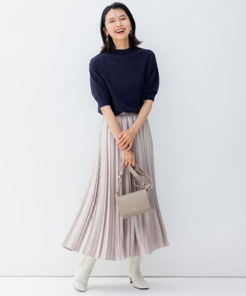 【洗える】レザーライク プリーツスカート 