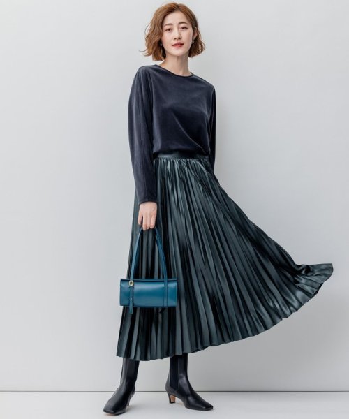 【洗える】レザーライク プリーツスカート 