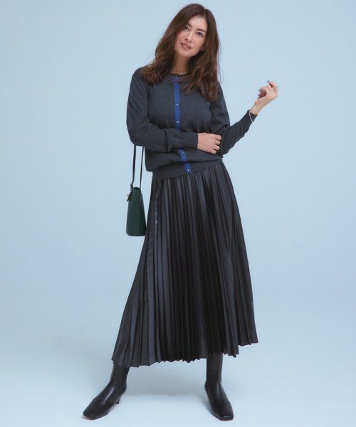 【洗える】レザーライク プリーツスカート 