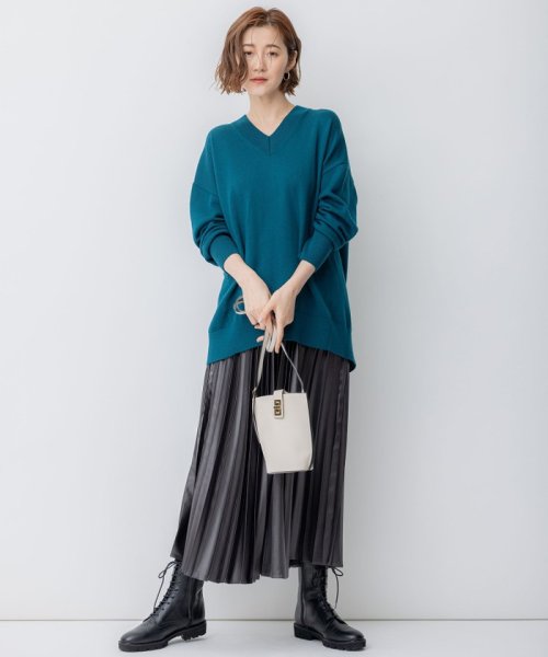 【洗える】レザーライク プリーツスカート 