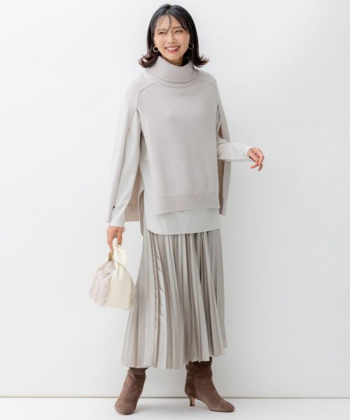 【洗える】レザーライク プリーツスカート 