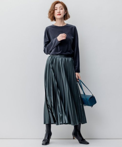 【洗える】レザーライク プリーツスカート 