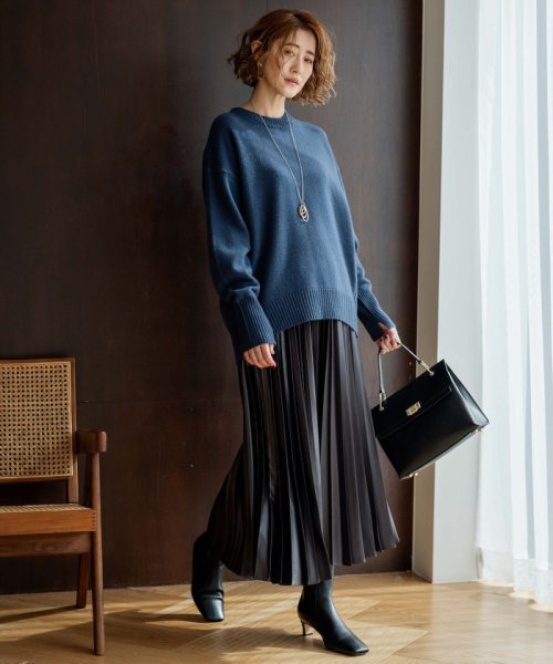 【洗える】レザーライク プリーツスカート 