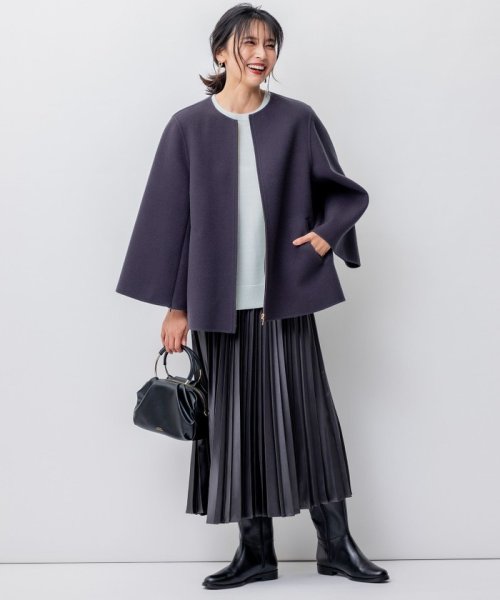 【洗える】レザーライク プリーツスカート 