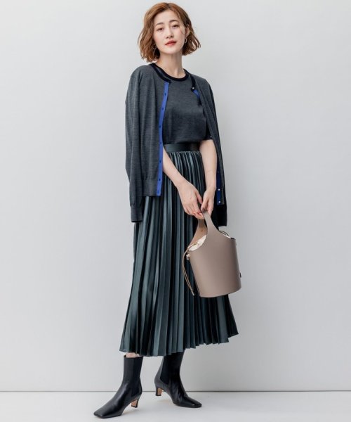 【洗える】レザーライク プリーツスカート 