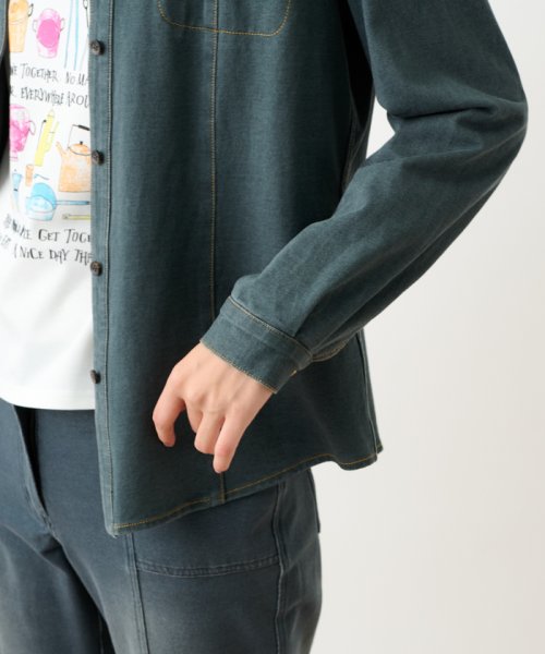 CARA　O　CRUZ(キャラ・オ・クルス)/洗える アップリケ刺繍のデニムジャージシャツ/img29