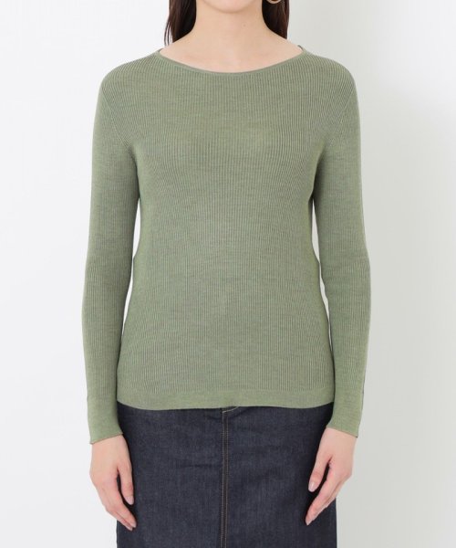 【サイトリニューアル記念】【洗えるシルク】ウォッシャブルシルクリブボートネックニット 洗えるシルク デザイン