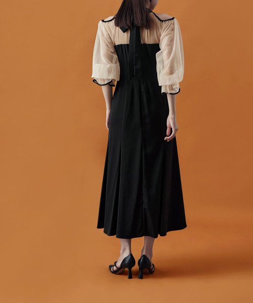 etoll. エトル カットアウトマーメイドドレス ワンピ ワンピース ドレス オケージョン 長袖 オケワンピ マーメイドワンピ シフォン ロング マキシ丈 ハ 5cm エトル