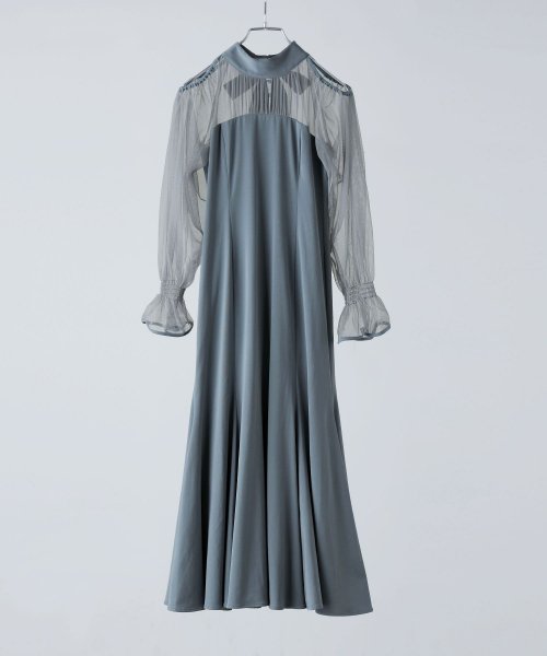 etoll. エトル カットアウトマーメイドドレス ワンピ ワンピース ドレス オケージョン 長袖 オケワンピ マーメイドワンピ シフォン ロング マキシ丈 ハ 5cm エトル