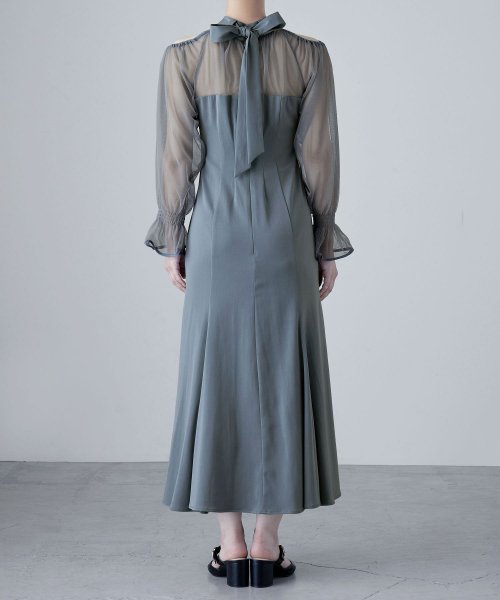 etoll. エトル カットアウトマーメイドドレス ワンピ ワンピース ドレス オケージョン 長袖 オケワンピ マーメイドワンピ シフォン ロング マキシ丈 ハ 5cm エトル