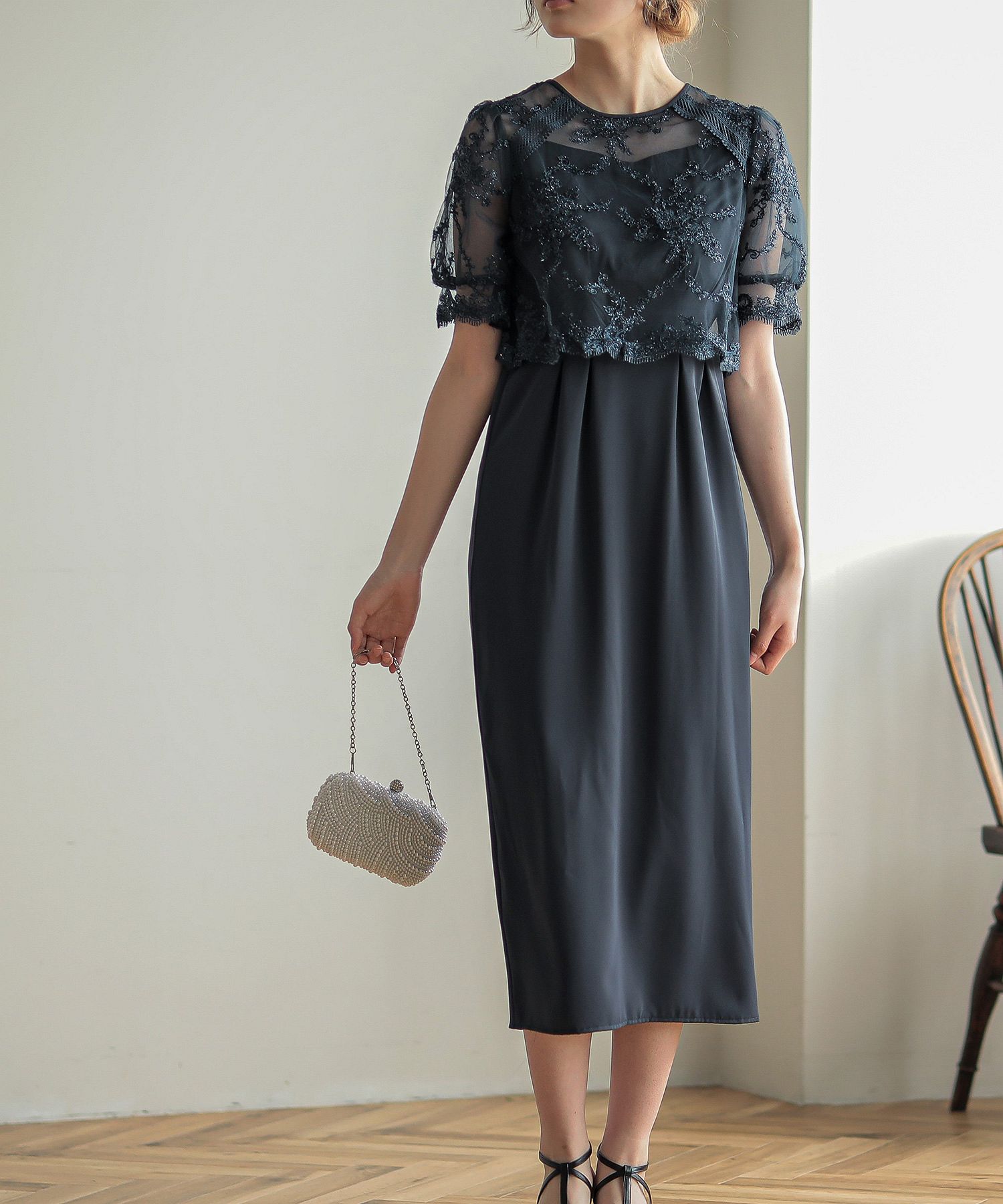 セール】birei ビレイ レースコンビタイトロングドレス 結婚式