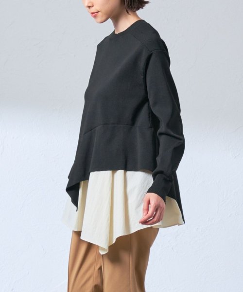 【1枚で着映える】シャツコンビデザインニット 