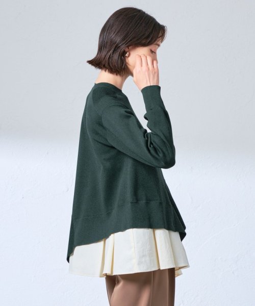 【1枚で着映える】シャツコンビデザインニット 