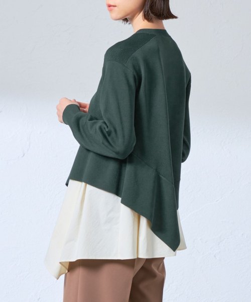 【1枚で着映える】シャツコンビデザインニット 