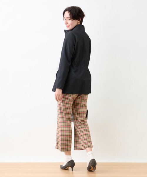 【お出かけ服】後ろウエストゴム のびのびチェックのクロップドパンツ【MIROGLIO LANA】 