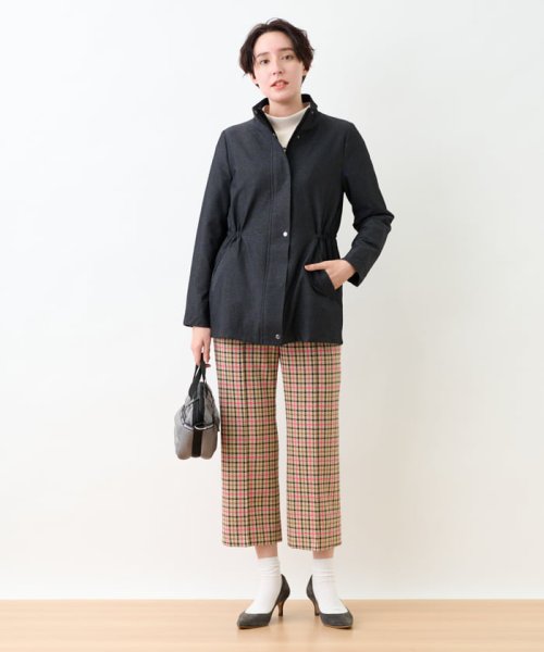 【お出かけ服】後ろウエストゴム のびのびチェックのクロップドパンツ【MIROGLIO LANA】 