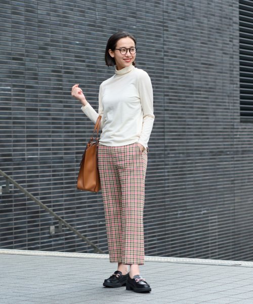 【お出かけ服】後ろウエストゴム のびのびチェックのクロップドパンツ【MIROGLIO LANA】 