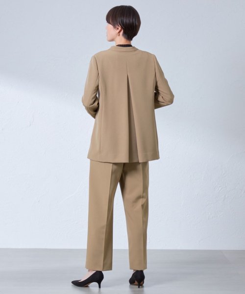 【NAVY】【着心地抜群/セットアップ】ダブルボタンノーカラージャケット 