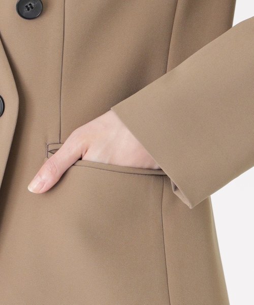 【NAVY】【着心地抜群/セットアップ】ダブルボタンノーカラージャケット 