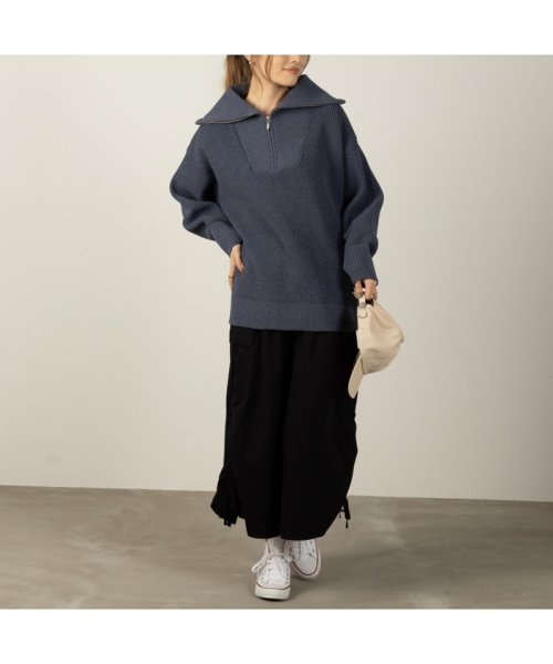 MAC HOUSE(women)(マックハウス（レディース）)/NAVY ネイビー セーラーカラーハーフジップアップニット 374020MH/img05