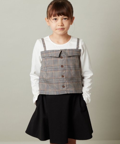 a.v.v(KID'S)(アー・ヴェ・ヴェキッズ)/[100－130]【セットアップ対応】チェック柄キャミドッキングトップス/img02