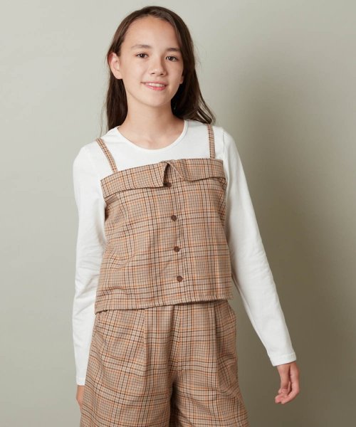 a.v.v(KID'S)(アー・ヴェ・ヴェキッズ)/[140－150]【セットアップ対応】チェック柄キャミドッキングトップス/img07