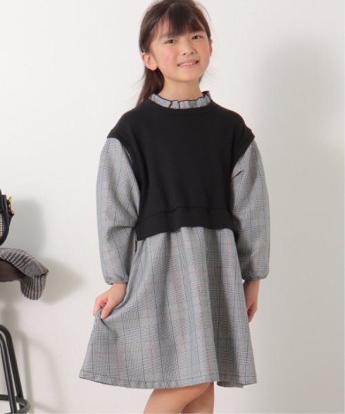 ikka kids(イッカ　キッズ)/フリルネックレイヤードッキングワンピース（120〜160cm）/img13