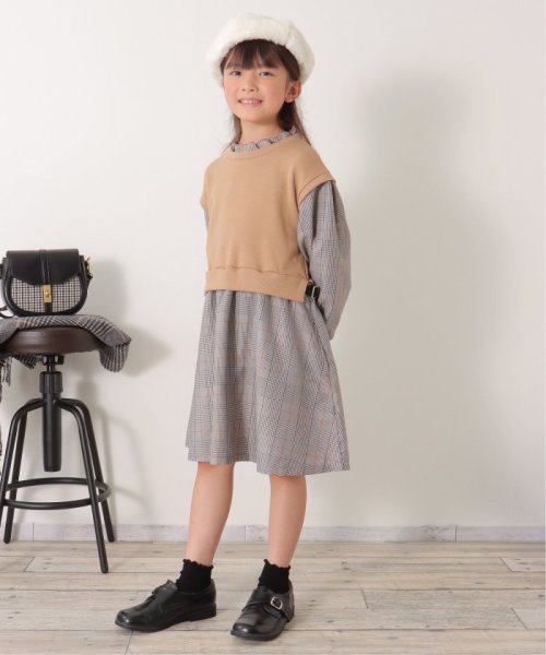 ikka kids(イッカ　キッズ)/フリルネックレイヤードッキングワンピース（120〜160cm）/img16