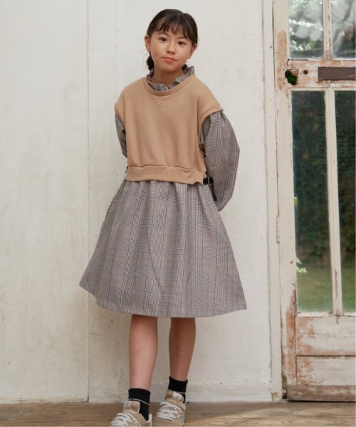 ikka kids(イッカ　キッズ)/フリルネックレイヤードッキングワンピース（120〜160cm）/img19