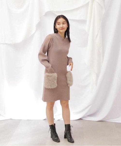 JILL by JILL STUART(ジル バイ ジル スチュアート)/フェイクファーポケットニットワンピース　WEB限定カラー:ブラック/img26