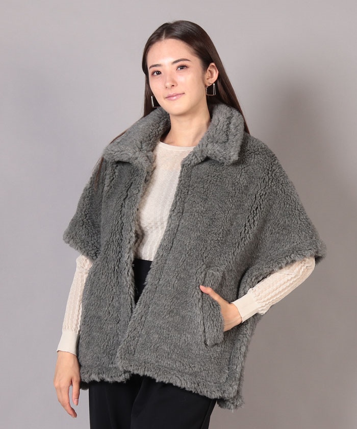 値下げTICCA ファーウールポンチョ