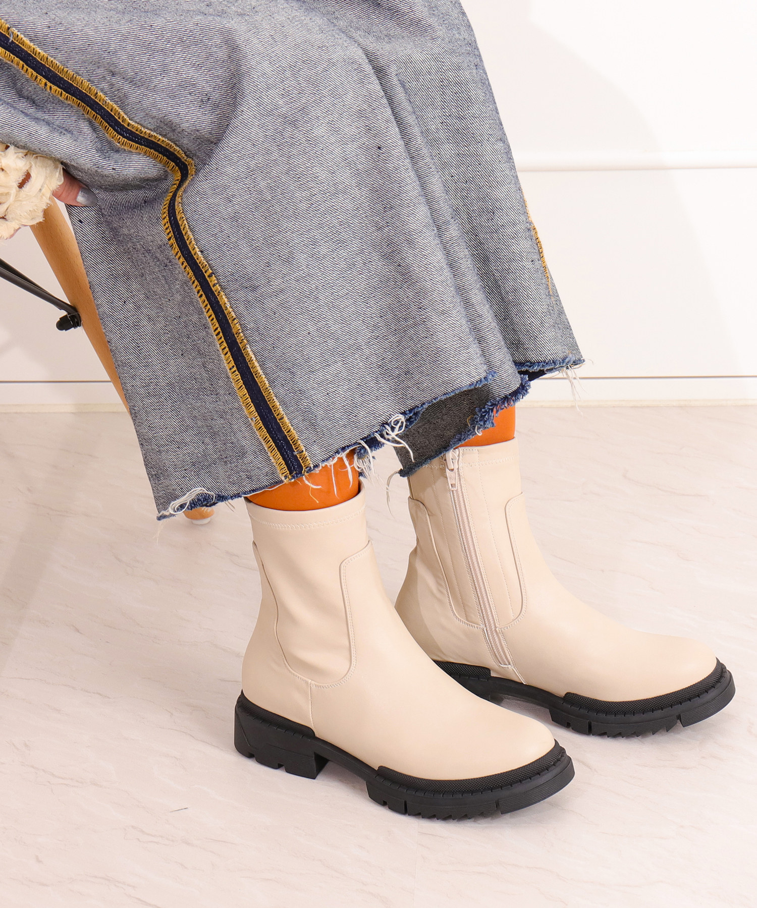 A13589 極美品　ビルケンシュトック　ハラコ切替ブーツ　茶黒　39 茶芯 BIRKENSTOCK ブーツ レディース メンズ ビルケンシュトック サボ