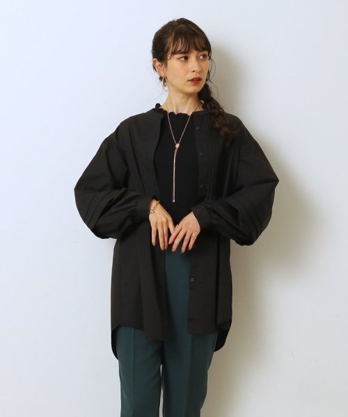タックボリュームスリーブ チュニックブラウス