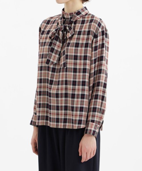 ダブルカバーツイルチェックブラウス 