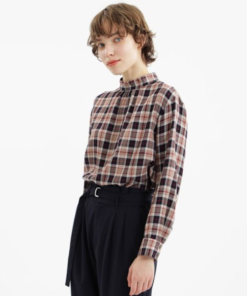 ダブルカバーツイルチェックブラウス 