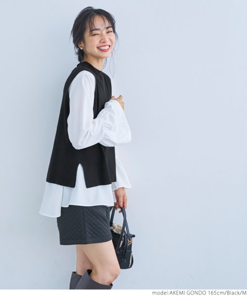 パール付きベストセットブラウス（袖フリル/2way/ペプラム/前後差/長袖/クルーネック） 人気・おすすめ｜使いやすい・旅行におすすめ 品質保証 全国発送 日本国内発送・最短翌日お届け