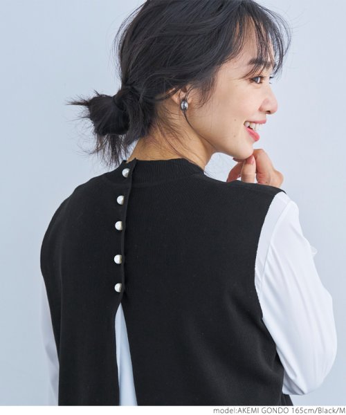 パール付きベストセットブラウス（袖フリル/2way/ペプラム/前後差/長袖/クルーネック） 人気・おすすめ｜使いやすい・旅行におすすめ 品質保証 全国発送 日本国内発送・最短翌日お届け