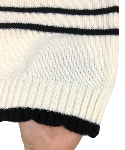 Amulet(アミュレット)/パフスリーブドッキングカットソー 秋 冬 韓国ファッション 10代 20代 30代 レディース 暖かい 可愛い カジュアル シンプル 黒 白 ボーダー/img19