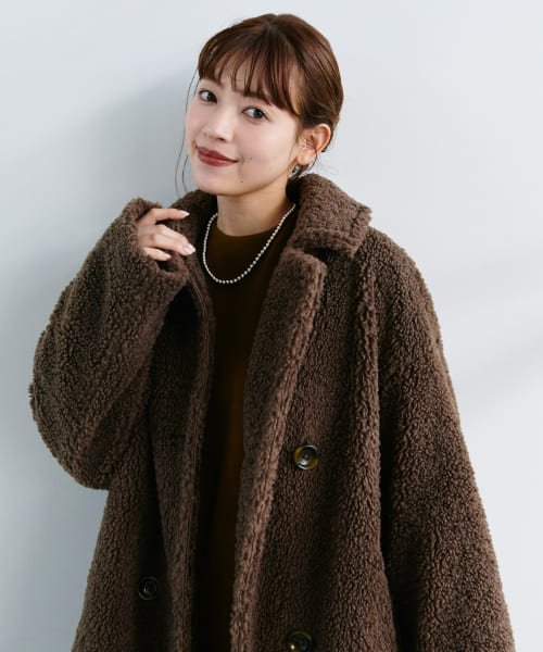 F by ROSSO　ボアダブルミドルコート by BROWN