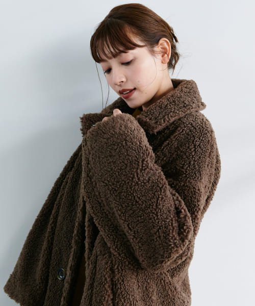 F by ROSSO　ボアダブルミドルコート by BROWN