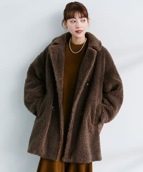 F by ROSSO　ボアダブルミドルコート by BROWN