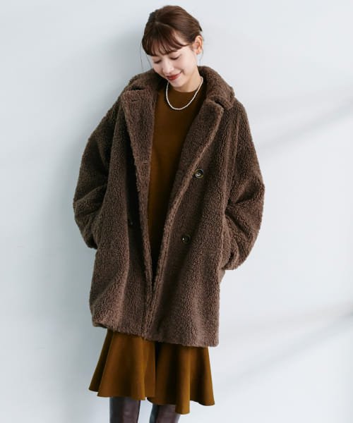 F by ROSSO　ボアダブルミドルコート by BROWN