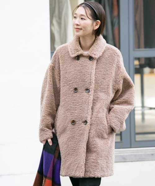 F by ROSSO　ボアダブルミドルコート by BROWN