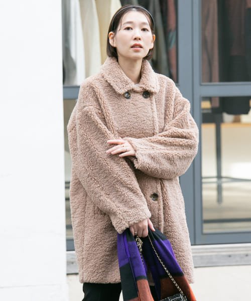 F by ROSSO　ボアダブルミドルコート by BROWN