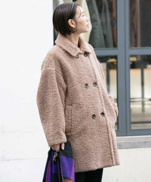 F by ROSSO　ボアダブルミドルコート by BROWN