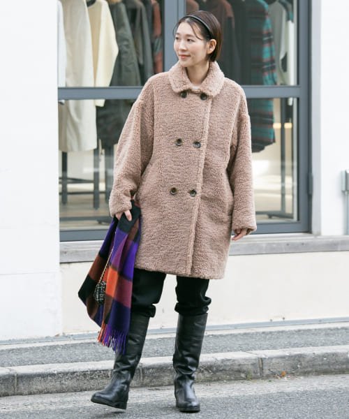 F by ROSSO　ボアダブルミドルコート by BROWN