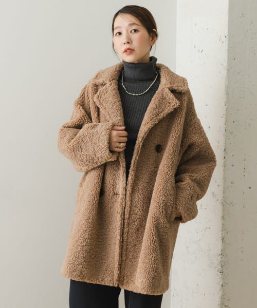 F by ROSSO　ボアダブルミドルコート by BROWN