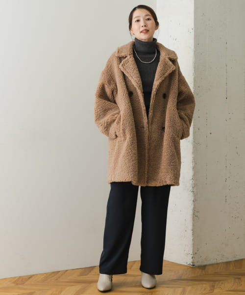 F by ROSSO　ボアダブルミドルコート by BROWN